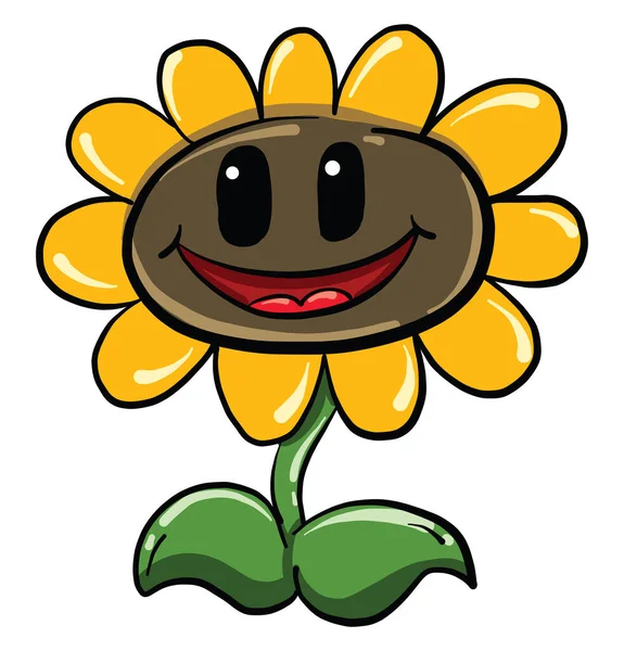 Happy Sunflower Illustration Vector White Background — Stock Vector