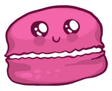 Pembe badem kurabiyesi, illüstrasyon, beyaz arkaplanda vektör