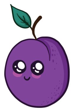 Tatlı erik, illüstrasyon, beyaz arkaplanda vektör