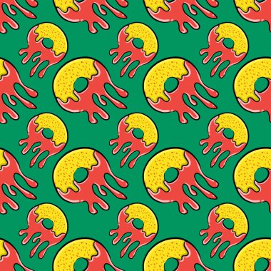 Donut deseni, yeşil arkaplanda pürüzsüz desen.