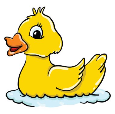 Ördek suda yıkanır, resimleme, beyaz arka planda vektör.