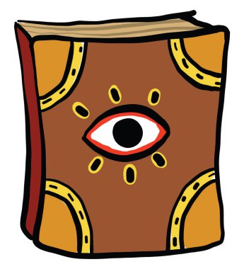 Sihirli kitap, illüstrasyon, beyaz arkaplanda vektör