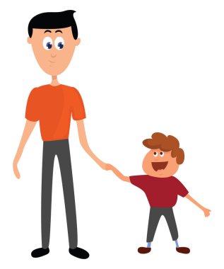 Baba oğul, illüstrasyon, beyaz arkaplan vektörü.