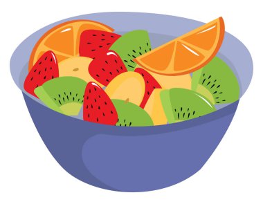 Meyve salatası, illüstrasyon, beyaz arkaplanda vektör