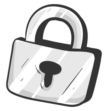 Gri kilit, illüstrasyon, beyaz arkaplan üzerindeki vektör