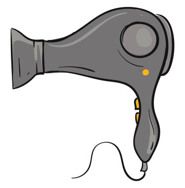 Gri saç kurutma makinesi, illüstrasyon, beyaz arkaplanda vektör