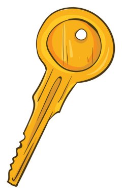 Altın anahtar, illüstrasyon, beyaz arka plan üzerinde vektör