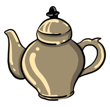 Kahverengi çaydanlık, illüstrasyon, beyaz arkaplanda vektör
