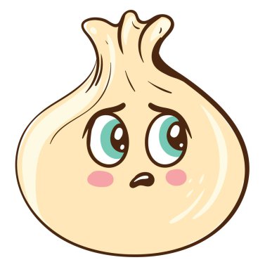 Üzgün khinkali, illüstrasyon, beyaz arkaplan üzerindeki vektör