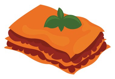 Lazanya yiyecekler, illüstrasyon, beyaz arkaplanda vektör