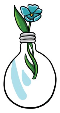 Ampulde çiçek, illüstrasyon, beyaz arkaplanda vektör