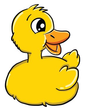 Küçük sarı ördek, illüstrasyon, beyaz arkaplanda vektör