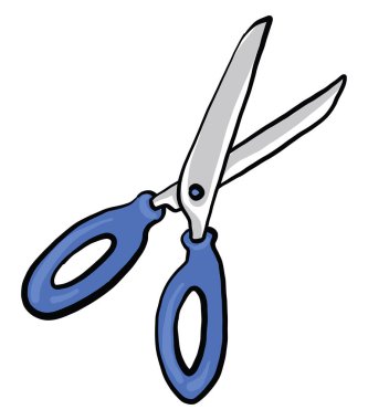 Beyaz arkaplanda uzun makas, illüstrasyon, vektör