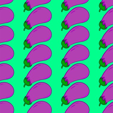 Patlıcan deseni, yeşil arka planda pürüzsüz desen..