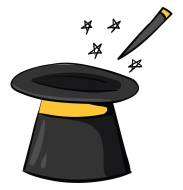 Sihirli şapka, illüstrasyon, beyaz arkaplanda vektör