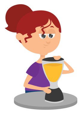 Kız içki, illüstrasyon, beyaz arka planda vektör yapıyor.