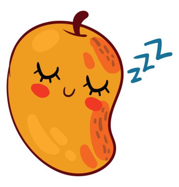 Uykulu mango, illüstrasyon, beyaz arkaplanda vektör