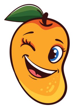 Göz kırpan mango, illüstrasyon, beyaz arkaplan üzerindeki vektör