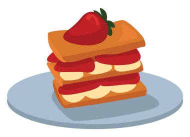 Çilekli kek, illüstrasyon, beyaz arkaplanda vektör