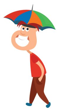 Mini şemsiyeli adam, illüstrasyon, beyaz arka planda vektör