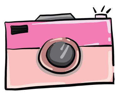 Pembe kamera, illüstrasyon, beyaz arkaplanda vektör