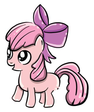 Pembe midilli, illüstrasyon, beyaz arkaplanda vektör