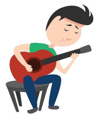 Gitar çalan adam, illüstrasyon, beyaz arkaplan üzerinde vektör