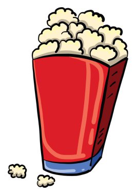 Pop mısır, illüstrasyon, beyaz arka plan vektör