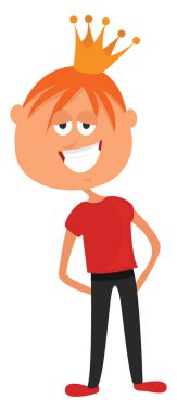 Prens witth taç, illüstrasyon, beyaz arka planda vektör