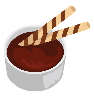 Çikolatalı puding, illüstrasyon, beyaz arka planda vektör.