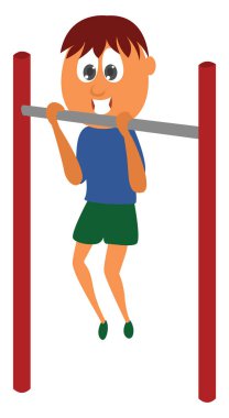 Şınav çeken adam, illüstrasyon, beyaz arkaplan üzerinde vektör