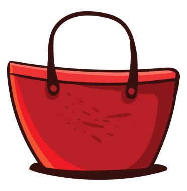 Kırmızı kadın çantası, illüstrasyon, beyaz arkaplanda vektör