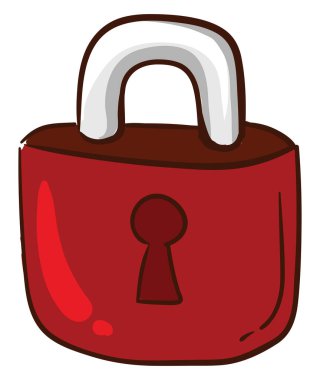 Kırmızı kilit, illüstrasyon, beyaz arkaplan üzerindeki vektör