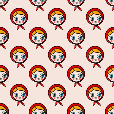 Kırmızı başlık, parlak arka planda pürüzsüz desen.