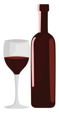 Kırmızı şarap şişede, illüstrasyon, beyaz arkaplanda vektör