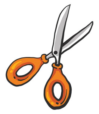Turuncu makas, illüstrasyon, beyaz arkaplan üzerindeki vektör