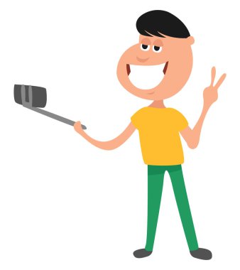 Selfie çubuğu, illüstrasyon, beyaz arkaplan üzerindeki vektör