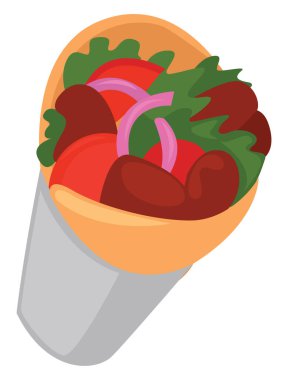 Shawarma yemeği, illüstrasyon, beyaz arkaplan üzerindeki vektör
