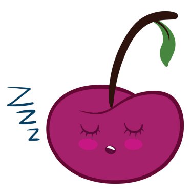 Uyuyan kiraz, illüstrasyon, beyaz arkaplanda vektör