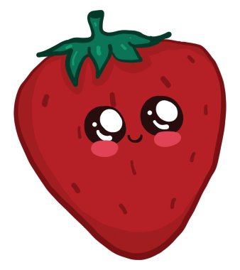 Sevimli çilek, illüstrasyon, beyaz arka plan vektör