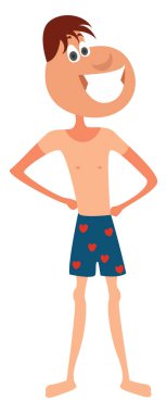 Bronzlaşan adam, illüstrasyon, beyaz arka plan vektörü