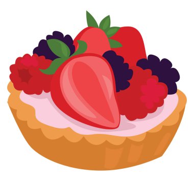 Tartlet besin, illüstrasyon, beyaz arkaplanda vektör