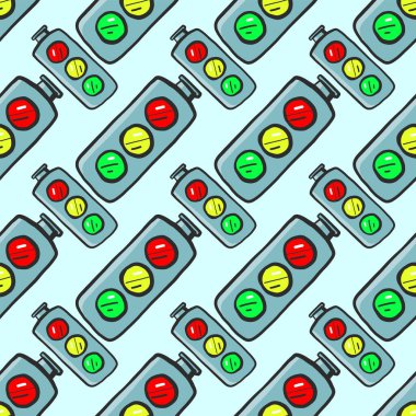 Trafik ışığı, mavi arkaplanda pürüzsüz desen.