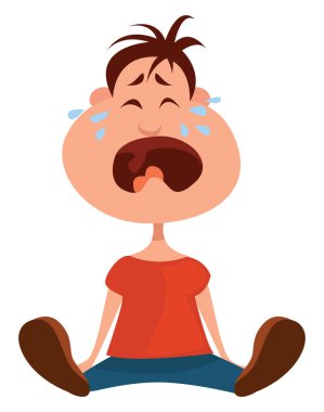 Ağlayan çocuk, illüstrasyon, beyaz arka planda vektör