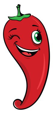 Göz kırpan biber, illüstrasyon, beyaz arkaplan üzerindeki vektör