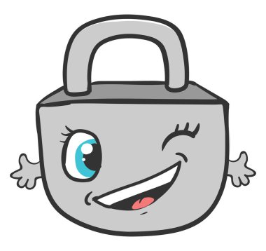 Göz kırpan kilit, illüstrasyon, beyaz arkaplan üzerindeki vektör