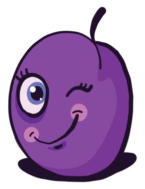 Göz kırpan erik, illüstrasyon, beyaz arkaplan üzerindeki vektör