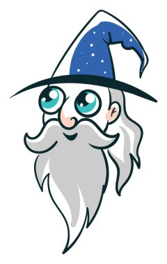 Mutlu sihirbaz, illüstrasyon, beyaz arkaplan üzerindeki vektör