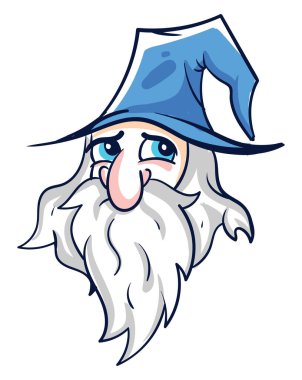 Mavi şapkalı, resimli, beyaz arkaplanda vektör