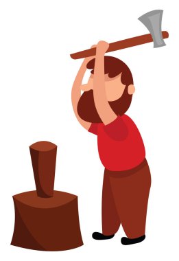 Odun kesen adam, illüstrasyon, beyaz arkaplan vektörü